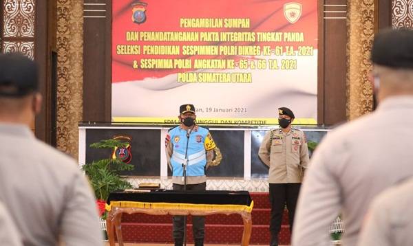 Kapolda Sumut Sampaikan Hal Ini Saat Pimpin Pengambilan Sumpah Seleksi Sespimma dan Sespimmen Polri