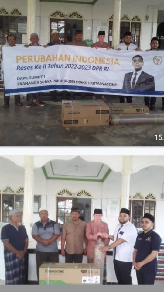 Prananda Surya Paloh dan PSP Foundation Bagikan Alat Sholat Ke Masjid-masjid Di Sergai
