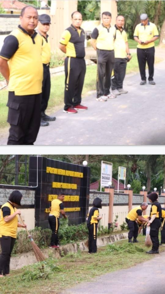 Polres Sergai Adakan Giat Gotong Royong Dalam Rangka Even Kejuaraan Dunia Perahu Motor