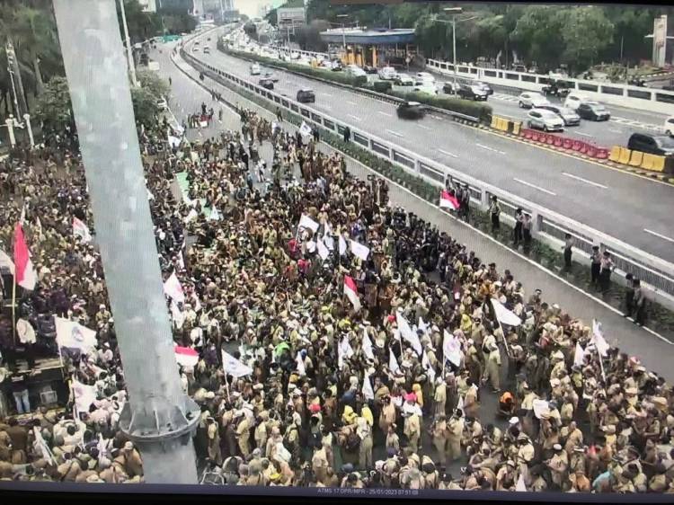 Breaking News : Atas Namakan Persatuan Perangkat Desa Indonesia, Masa Geruduk Gedung DPR RI