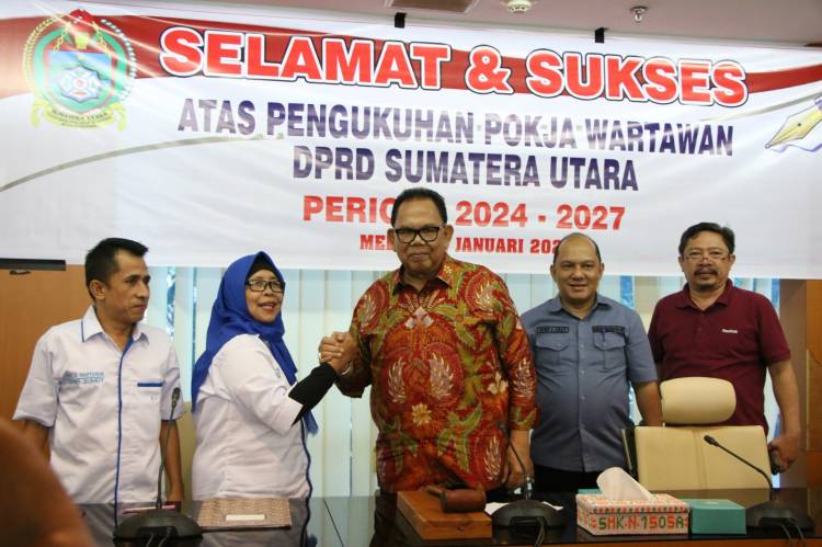 Pengukuhan Pokja Wartawan DPRD Sumut, Baskami Kumandangkan Kesejukan Jelang Pemilu 2024