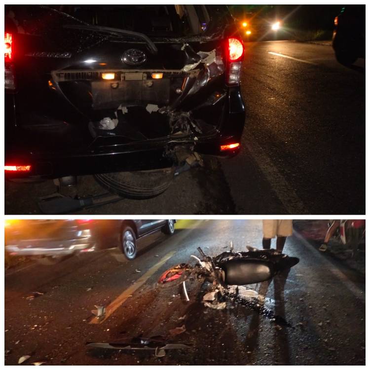 Uji Nyali Adu Balap Bersama Teman, Sepeda Motor Tabrak Avanza di Parapat