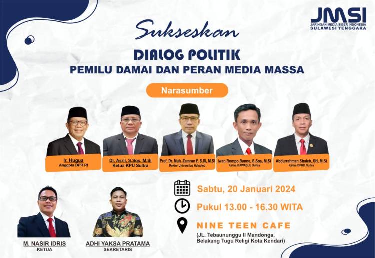 JMSI Sultra Gelar Dialog Politik Bertema Pemilu Damai dan Peran Media Massa