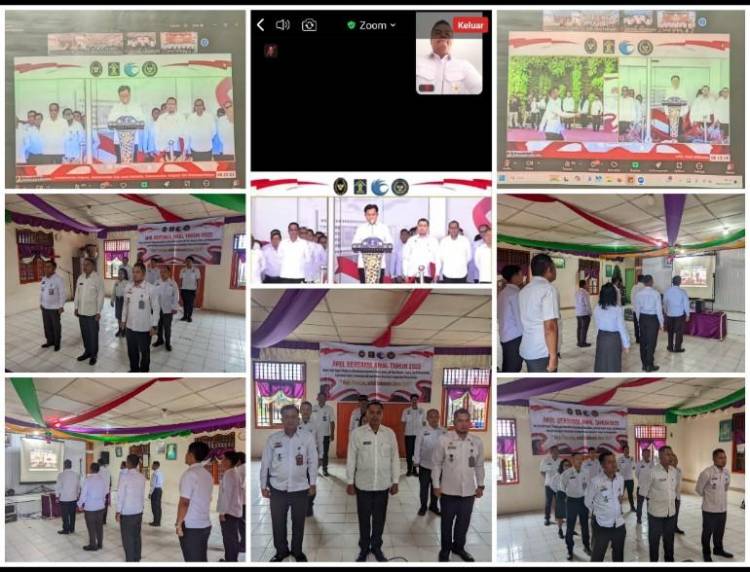 Rutan Tarutung Ikuti Apel Bersama Awal Tahun 2025 Secara Virtual