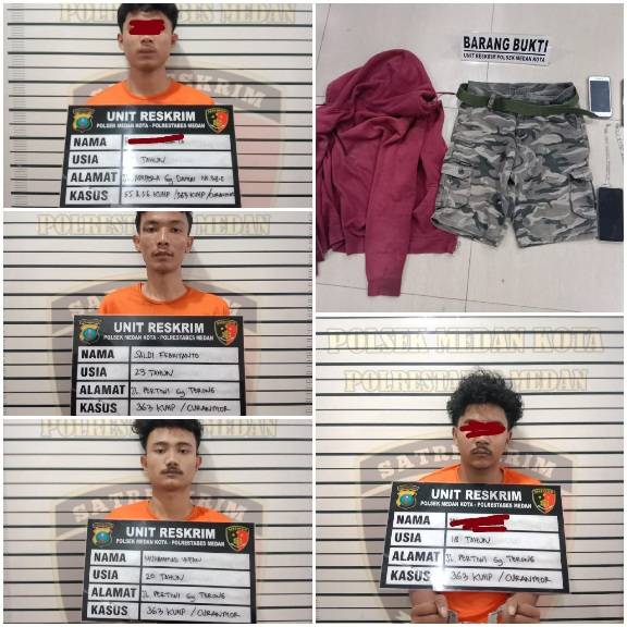 Polsek Medan Kota Tangkap Empat Maling Motor di Kos