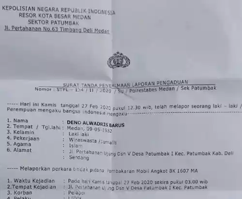 Polisi Usut Kasus Pelemparan Molotov Mobil Wartawan di Medan