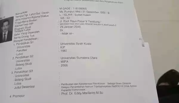 Doktor MIPA USU Meninggal Sesaat Sebelum Diwisuda