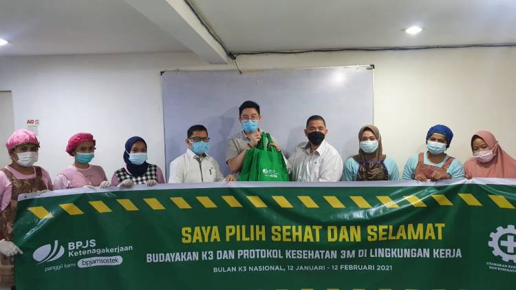 BP Jamsostek Binjai  Bagikan Ratusan Corona Safety Kit, Dalam Memperingati  Bulan K3 Nasional