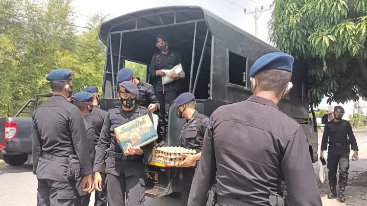 Brimobsu Kembali Bagikan Sembako ke Panti Asuhan Kota Medan