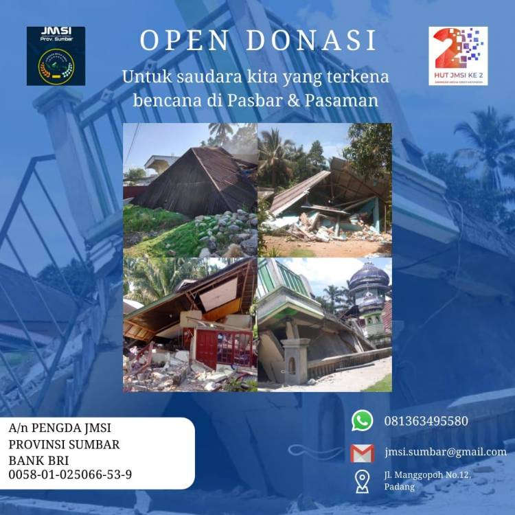 Kelurga Besar JMSI Lakukan Aksi Donasi Untuk Korban Gempa di Sumbar