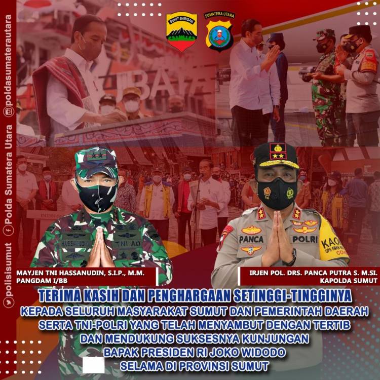 Kunker Presiden RI Sukses, Kapoldasu & Pangdam I/BB Sampaikan Terima Kasih Kepada Masyarakat