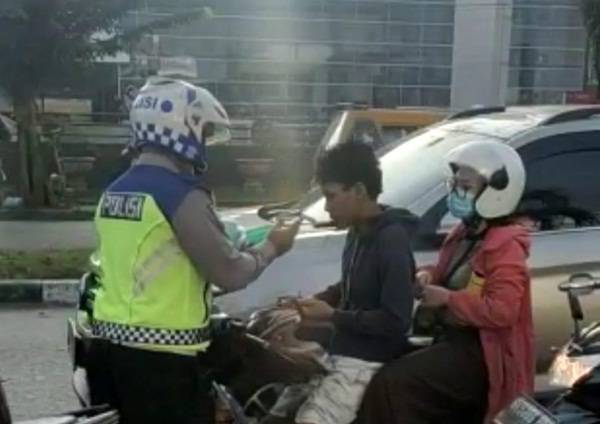 Sasar Pengendara Tak Bermasker, Polsek Patumbak Razia di Tiga Titik Jalan SM Maraja