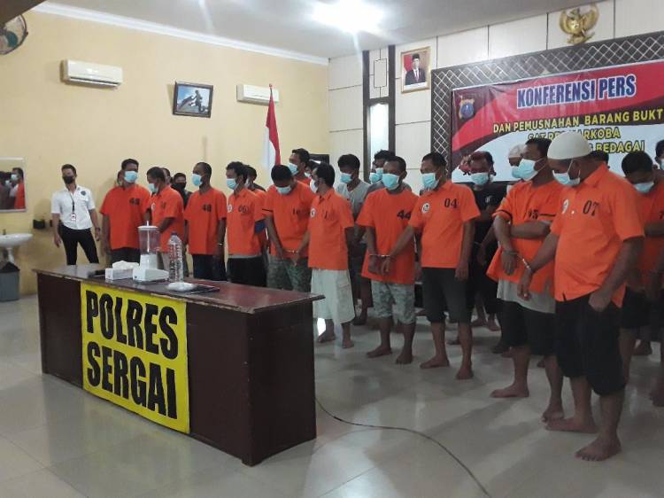 Oprasi Antik Toba 2022, Polres Sergai Ungkap 34 Kasus Dengan 41Tersangka Barang Bukti Di Musnahkank