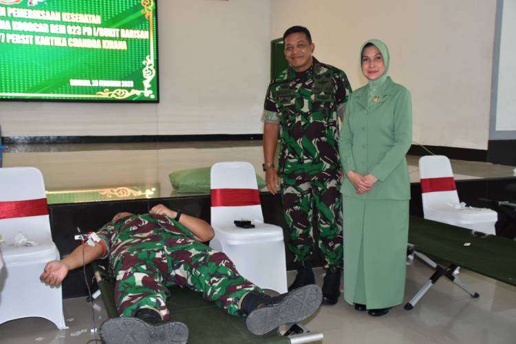 Sambut HUT Persit Ke 77 Tahun 2023 Korem 023/KS laksanakan Donor Darah