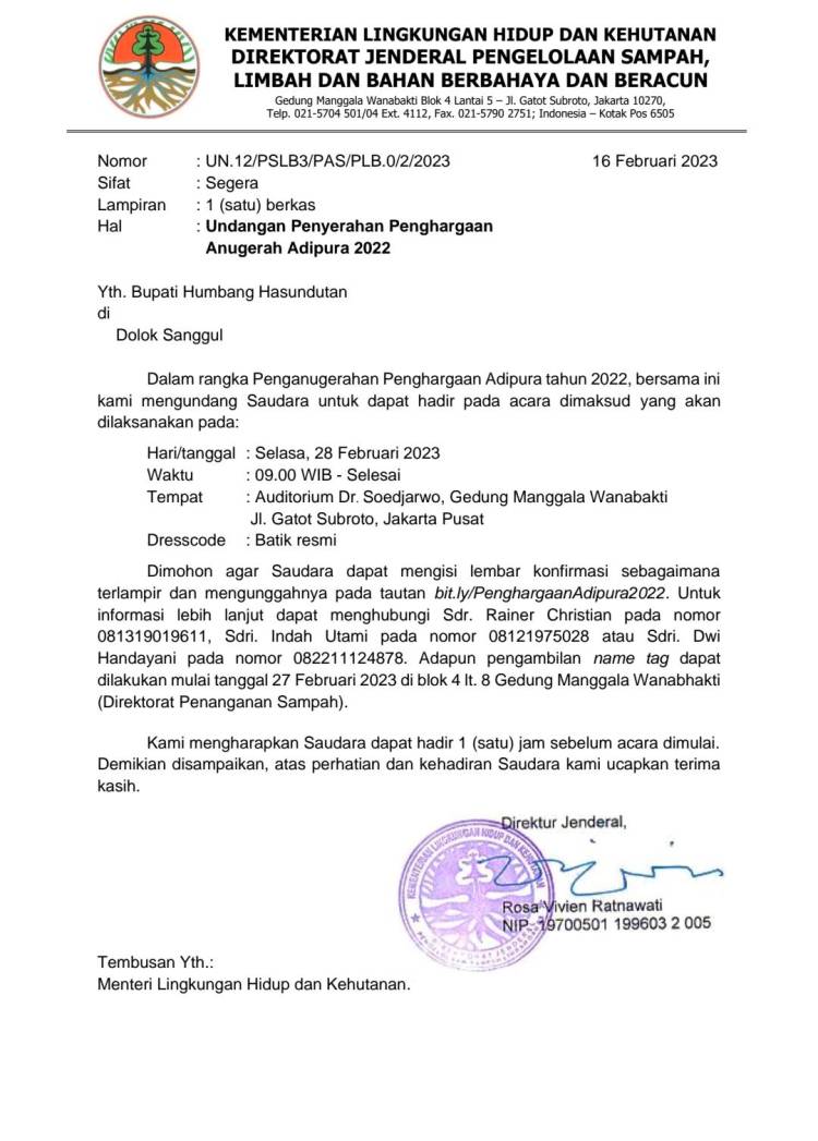 Mekar Dari Taput, Pertama Kali Humbahas Terima Penghargaan Adipura 2022