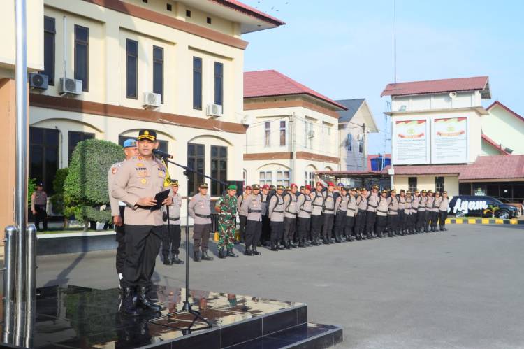Polres Lhokseumawe Gelar Apel Keberangkatan Personel PAM TPS Pemilu