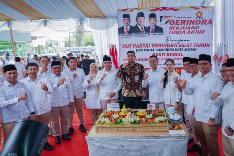 Dirgahayu ke-17 Partai Gerindra, Bobby Nasution: Selalu Dukung Pembangunan yang Dilakukan Pemko Medan