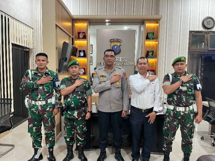Kapolres Labusel Terima Silaturahmi Komandan Kompi Senapan C Yonif 126/KC