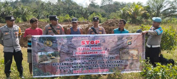 Polsek Lingga Bayu Cek Lokasi Dan Sosialisasikan Stop PETI