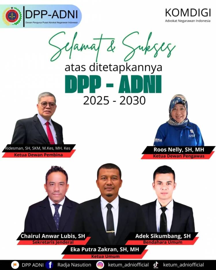 DPP ADNI Terbentuk, Eka Putra Zakran Dipercaya Pimpin Ketua Umum 2025-2030.