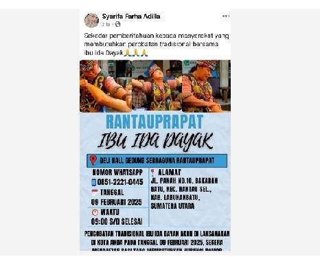 Viral Di Media Sosial Pengobatan Ida Dayak Akan Dilaksanakan Di Rantauprapat