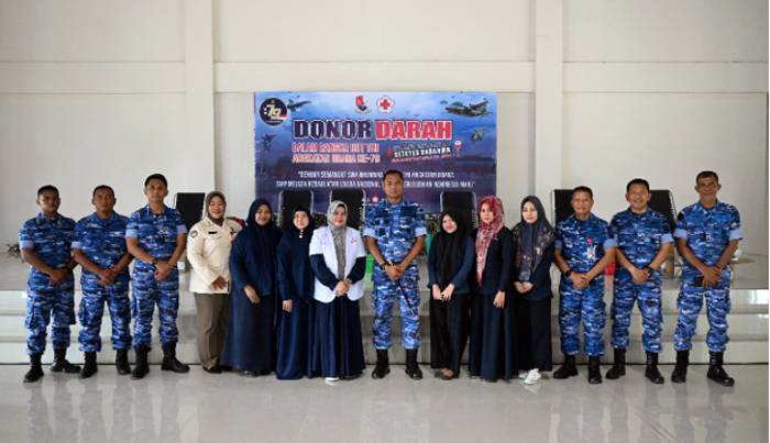 Lanud Sultan Iskandar Muda Gelar Donor Darah Peringati HUT ke-79 TNI Angkatan Udara
