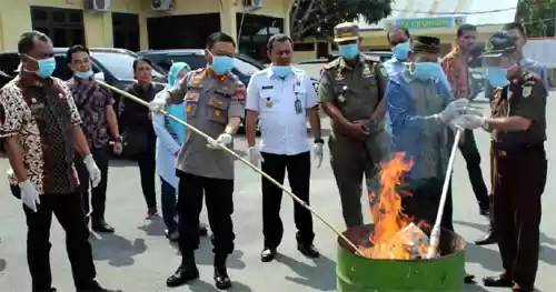 Polres Sergai Musnahkan Barang Bukti Narkotika Bernilai Rp 1,5 M