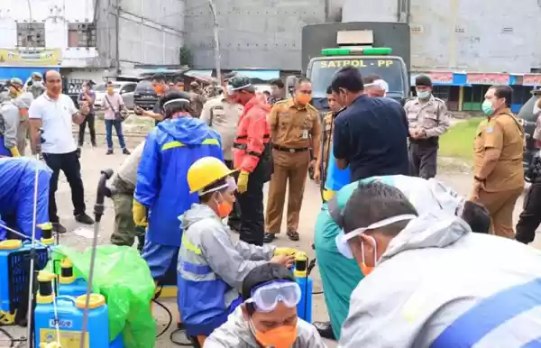 Pasar Tavip di Semprot Pemko Binjai Bersama Instansi Lainnya
