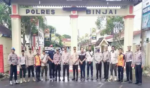 Polres Binjai dan Instansi Terkait, Lakukan Penyemprotan disinfektan