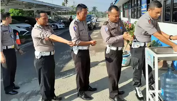 Satlantas Polres Sergai Ikut Sosialisasi Upaya Pencegahan Virus Corona