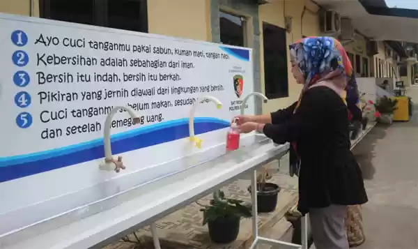 Cegah Penyebaran Virus Corona, Polres Sergai Sediakan Tempat Cuci Tangan