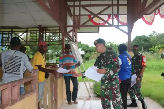 Satgas Yonif 411 Kostrad Bersama Lintas Sektoral Sota Gencarkan Sosialisasi Pencegahan Covid-19 di Perbatasan