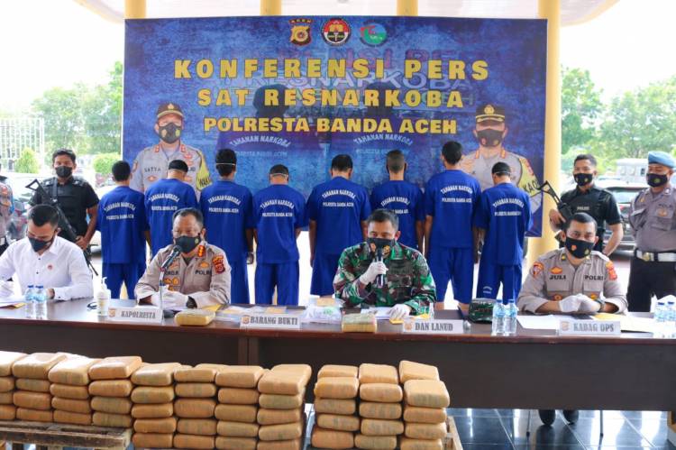 Danlanud SIM Menghadiri Press Realise Narkotika Jenis Ganja di Polresta Banda Aceh