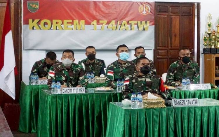 Danrem Merauke Hadiri Taklimat Awal Wasrik Post Audit Itdam XVII/Cenderawasih Secara Virtual