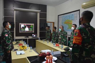 Danrem 174 Merauke Ikuti Rakornas Penanggulangan Bencana Tahun 2021 Secara Virtual