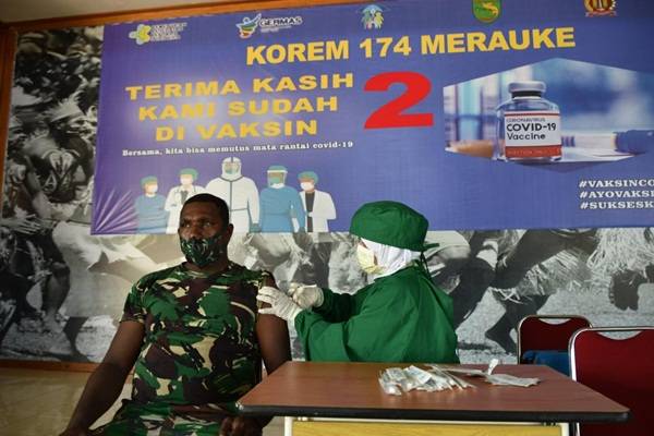 150 Personel Korem 174 Merauke Selesai Melaksanakan Vaksinasi Covid-19 Tahap Kedua