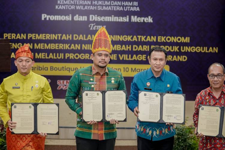 Tandatangani MoU Pelayanan Kekayaan Intelektual, Bobby Nasution Ajak Pelaku UMKM Segera Daftarkan HKI