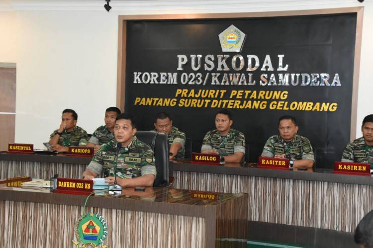 Danrem 023/KS Bangga kepada Prajurit Petarung Saat Rapat Secara Virtual