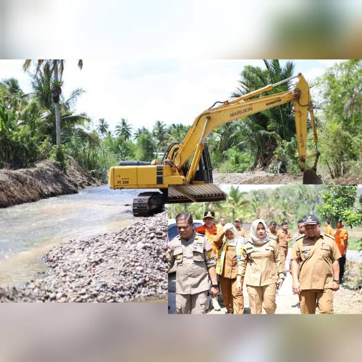 Wabup Madina Tinjau Perbaikan Tanggul Sungai di Siabu