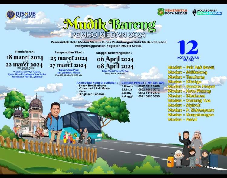 Pemko Medan Kembali Gelar Program Mudik Bareng 2024, Kouta 6.000 Pemudik