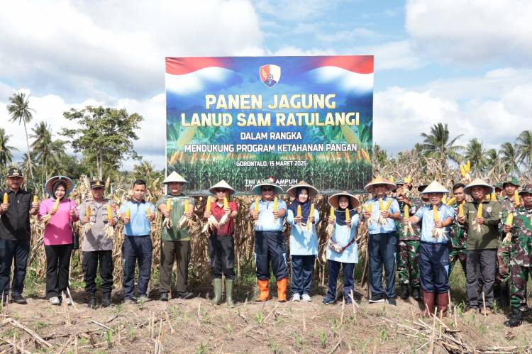 Dukung Program Ketahanan Pangan, Danlanud Sam Ratulangi Pimpin Panen Jagung di Kabupaten Gorontalo