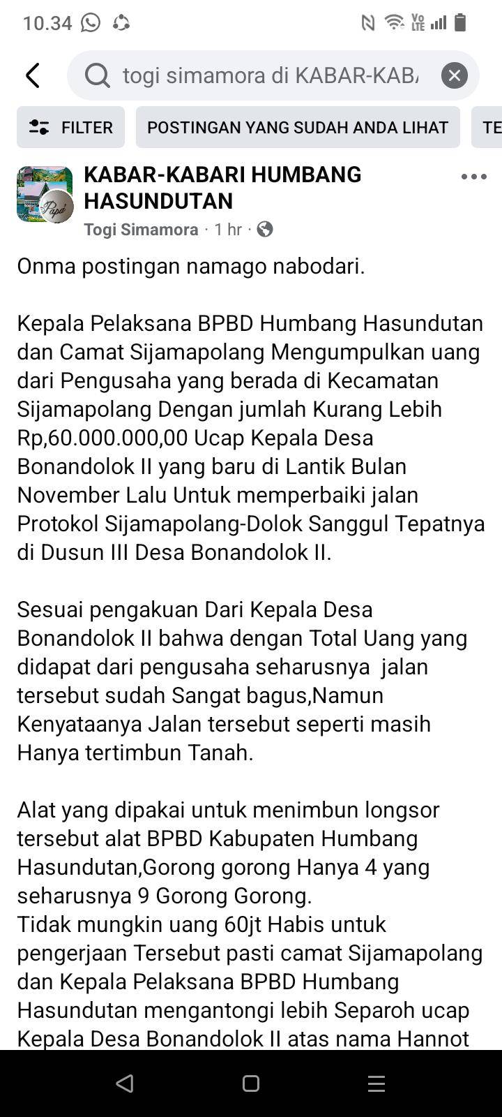 Viral, Oknum Pejabat di Humbahas Diduga Pungli Perbaiki Jalinsum Longsor di Desa Bonandolok II
