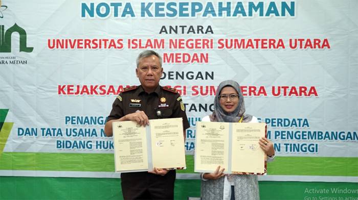 Kajati Sumut Idianto Tandatangani Nota Kesepahaman Bidang Datun dengan Rektor UINSU