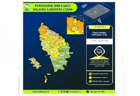 Info Peringatan Dini Cuaca Wilayah Sumatera Utara Hari Ini