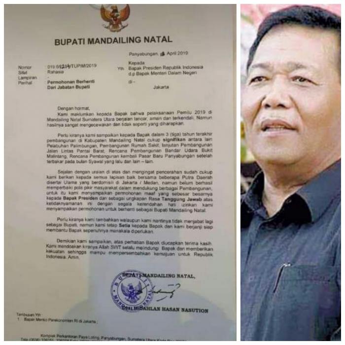 Pasangan Prabowo - Sandiaga Menang di Madina,  Bupati Mundur dari Jabatan