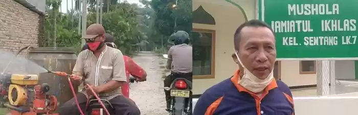 Warga Lingkungan VII Sentang Mandiri  Semprot Desinfektan Cegah Covid 19
