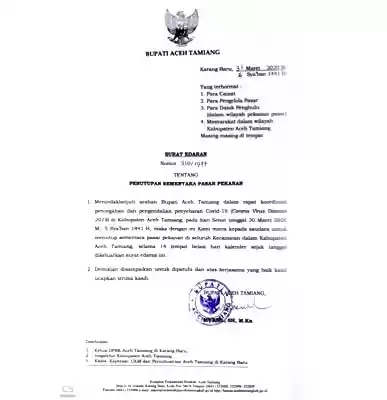 Selama 14 Hari Pasar Pekanan Tutup Sementara, Sesuai Surat Bupati