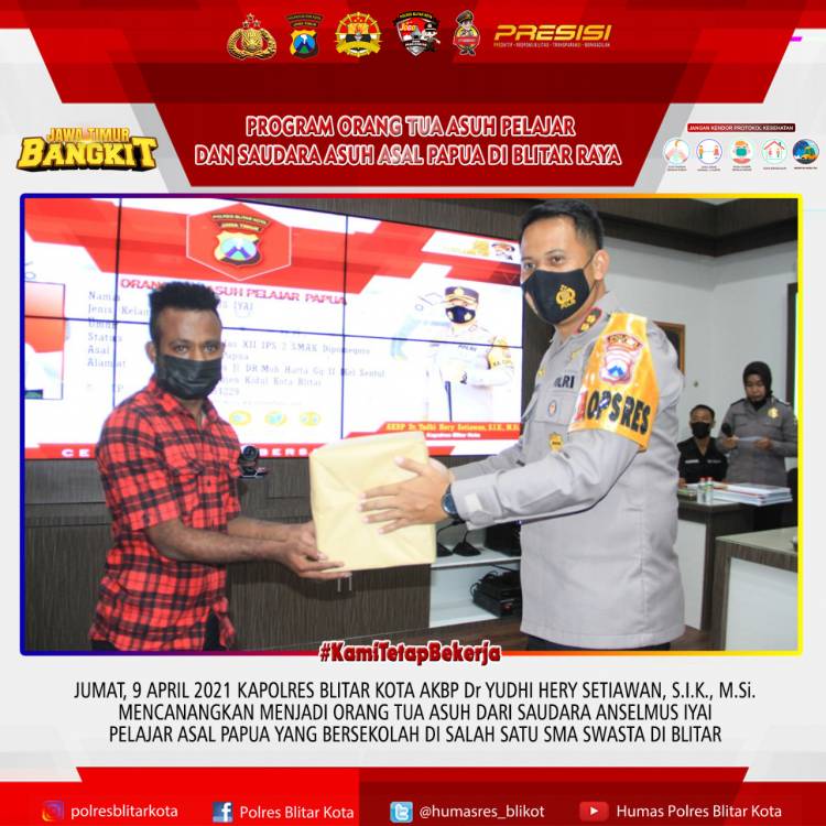 Polres Blitar Raya Gelar Program Orang Tua Asuh dan Saudara Asuh Pelajar/Warga Asal Papua
