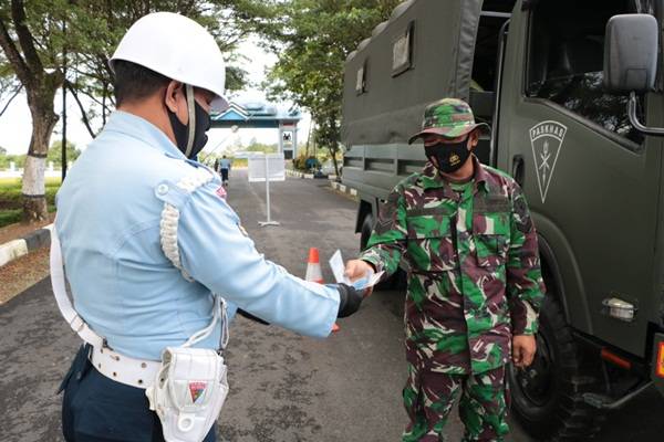 Satuan Polisi Militer Lanud SIM Gelar Opsgaktib dan Penegakan Prokes Covid-19