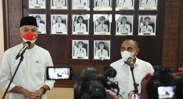 Berkunjung ke Medan, Ganjar Pranowo Silaturahmi dengan Edy Rahmayadi